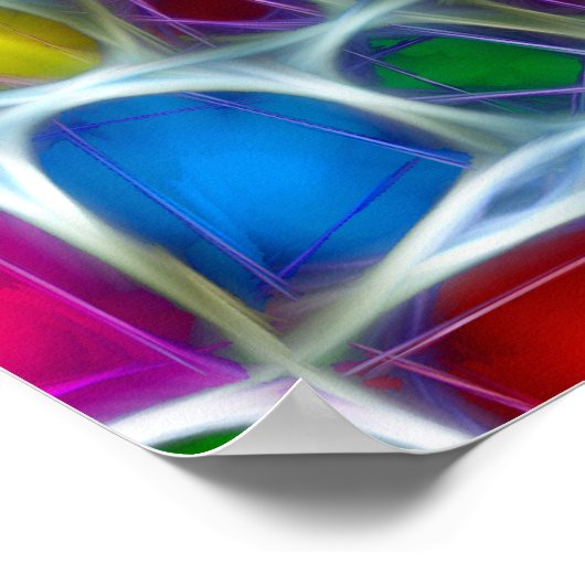 Neon Fractal Cross Poster (Hoek)