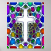 Neon Fractal Cross Poster (Voorkant)