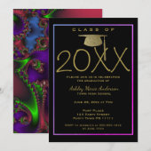 Neon fractal laser Afstuderen Kaart (Voorkant / Achterkant)