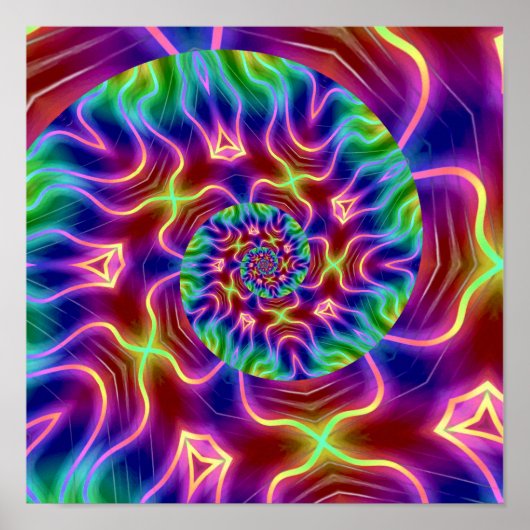 Neon Fractal Spiral Poster (Voorkant)