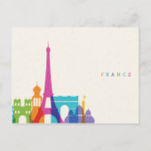 Neon France Skyline Briefkaart (Voorkant)