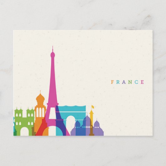 Neon France Skyline Briefkaart (Voorkant)