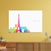 Neon France Skyline Canvas Afdruk (Insitu (Woonkamer))