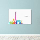 Neon France Skyline Canvas Afdruk (Insitu (Houten vloer))
