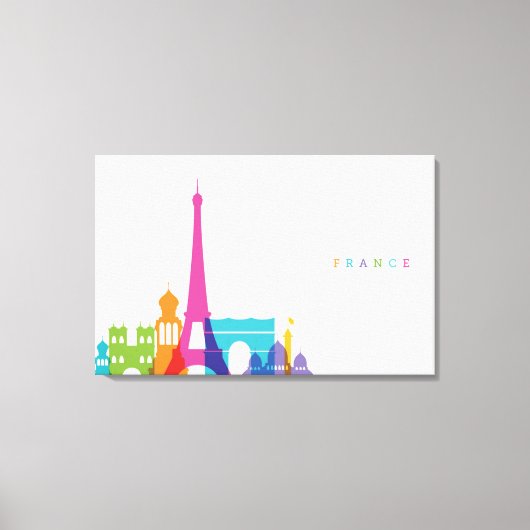 Neon France Skyline Canvas Afdruk (Voorkant)