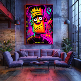 Neon Franky Poster – Cartoon Pop Kunstmonster