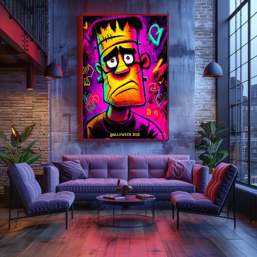 Neon Franky Poster – Cartoon Pop Kunstmonster