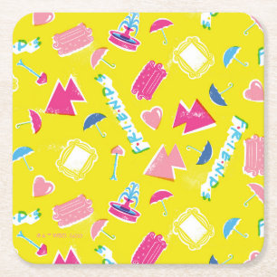 Neon FRIENDS™ Iconenpatroon Kartonnen Onderzetters