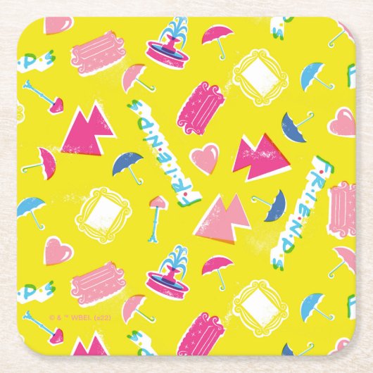 Neon FRIENDS™ Iconenpatroon Kartonnen Onderzetters (Voorkant)