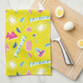 Neon FRIENDS™-pictogrampatroon Theedoek (Quarter Fold)