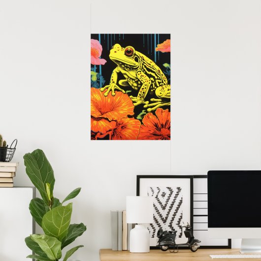 Neon Frog: een symfonie in bloei Poster (Thuiskantoor)