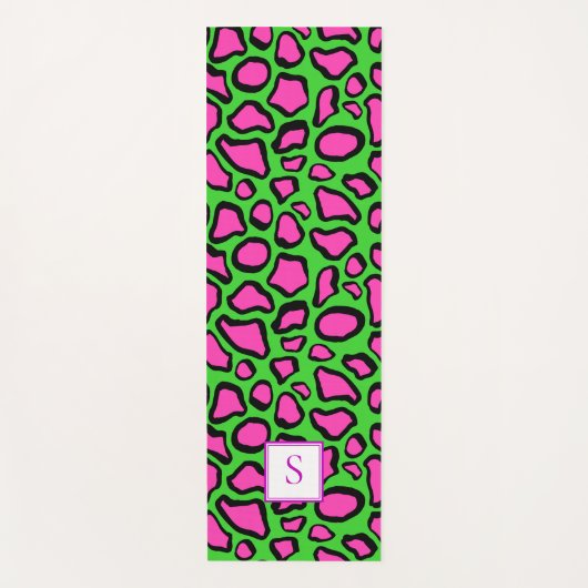 Neon Frog Green Paars Monogram op persoonlijke tit Yogamat (Voorkant)