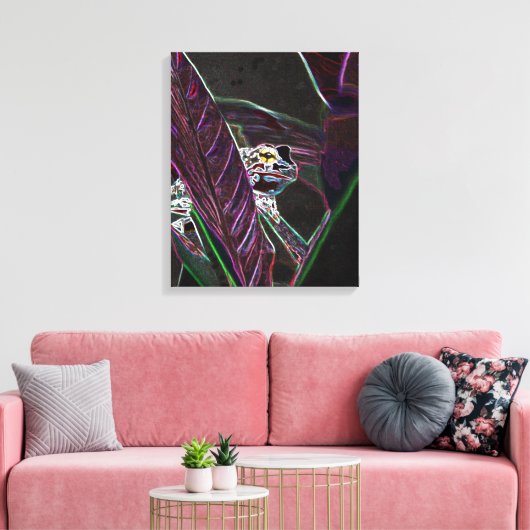 Neon Froggy Fine Art Canvas Print (Insitu (Woonkamer))