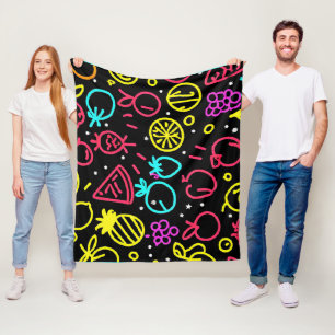 Neon Fruit Extravaganza Fleece Deken