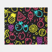 Neon Fruit Extravaganza Fleece Deken (Voorkant (Horizontaal))