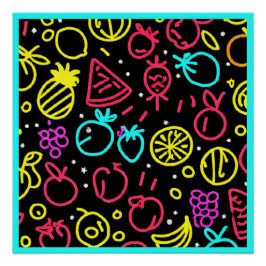 Neon Fruit Extravaganza Perfect Poster
