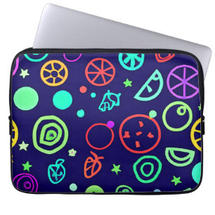 Neon Fruits Patroon Kleuren Laptop Sleeve