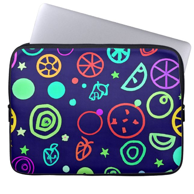 Neon Fruits Patroon Kleuren Laptop Sleeve (Voorkant)