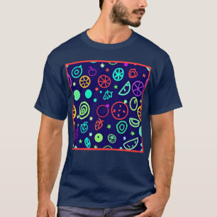 Neon Fruits Patroon Kleuren T-shirt