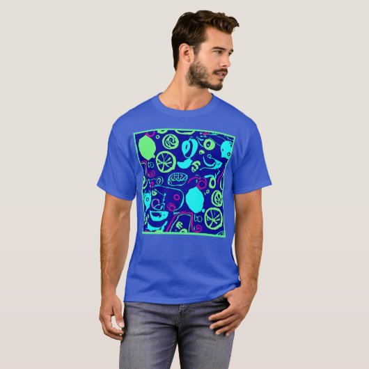 Neon Fruits Pattern Art T-shirt (Voorkant volledig)
