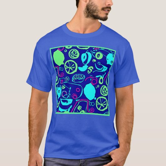 Neon Fruits Pattern Art T-shirt (Voorkant)