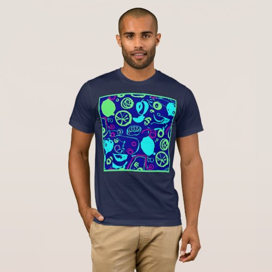 Neon Fruits Pattern Art T-shirt (Voorkant volledig)