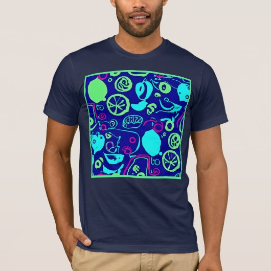 Neon Fruits Pattern Art T-shirt (Voorkant)