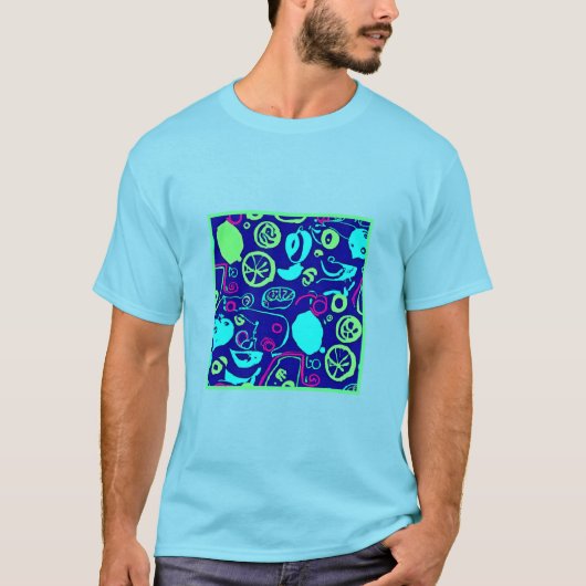 Neon Fruits Pattern Art T-shirt (Voorkant)