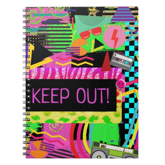 Neon Fun Bright Bold Kleurrijke Funky 80's Rad Fre Notitieboek (Voorkant)