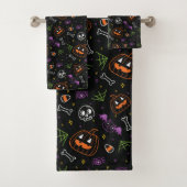 Neon Fun Halloween Pattern Bad Handdoek (Insitu)