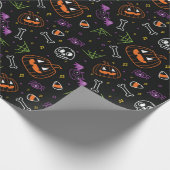 Neon Fun Halloween Pattern Cadeaupapier (Hoek)