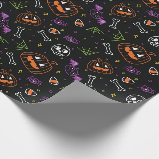 Neon Fun Halloween Pattern Cadeaupapier (Hoek)