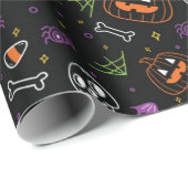 Neon Fun Halloween Pattern Cadeaupapier (Rol Hoek)