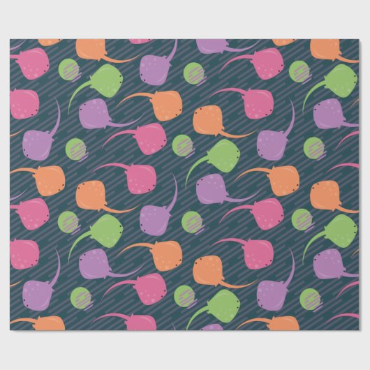 Neon Fun Stingray Colorful Patroon Cadeaupapier (Vlak)