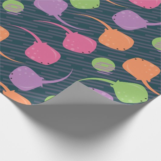 Neon Fun Stingray Colorful Patroon Cadeaupapier (Hoek)