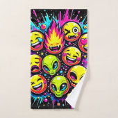 Neon Funky Emoji Mix Bad Handdoek (Handdoek)