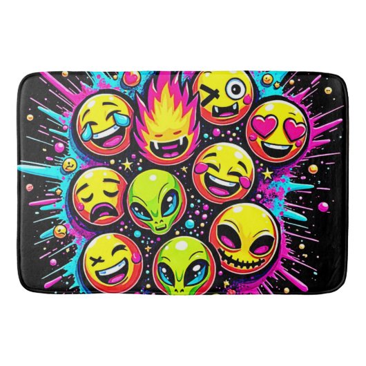 Neon Funky Emoji Mix Badmat (Voorkant)