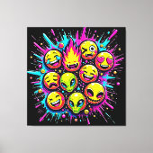 Neon Funky Emoji Mix Canvas Afdruk (Voorkant)