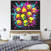 Neon Funky Emoji Mix Canvas Afdruk (Insitu (Slaapkamer))