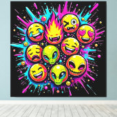 Neon Funky Emoji Mix Canvas Afdruk (Insitu (Houten vloer))