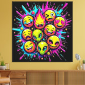 Neon Funky Emoji Mix Canvas Afdruk (Insitu (Woonkamer))