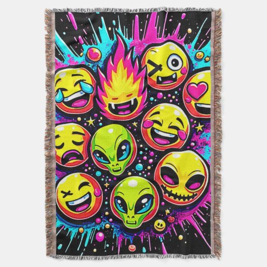 Neon Funky Emoji Mix Deken (Voorkant Verticaal)