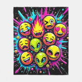 Neon Funky Emoji Mix Fleece Deken (Voorkant)