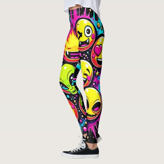 Neon Funky Emoji Mix Leggings (Links)