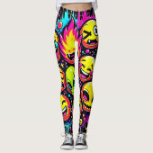 Neon Funky Emoji Mix Leggings (Voorkant)