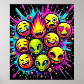 Neon Funky Emoji Mix Poster (Voorkant)