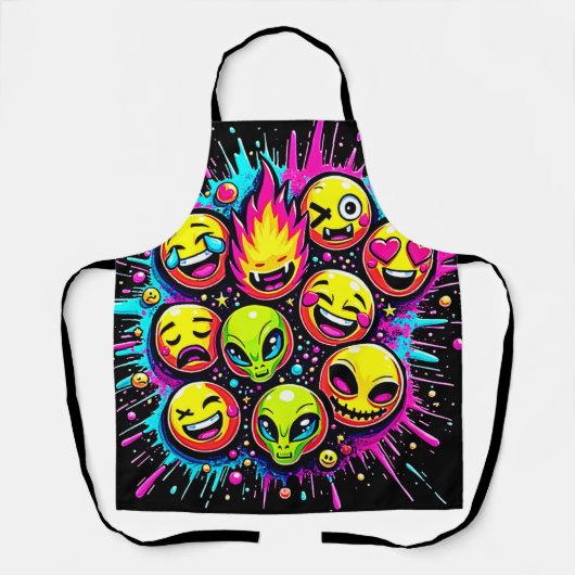 Neon Funky Emoji Mix Schort (Voorkant)