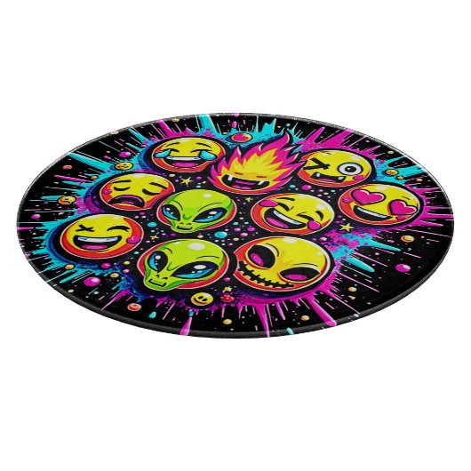 Neon Funky Emoji Mix Snijplank (Hoek)