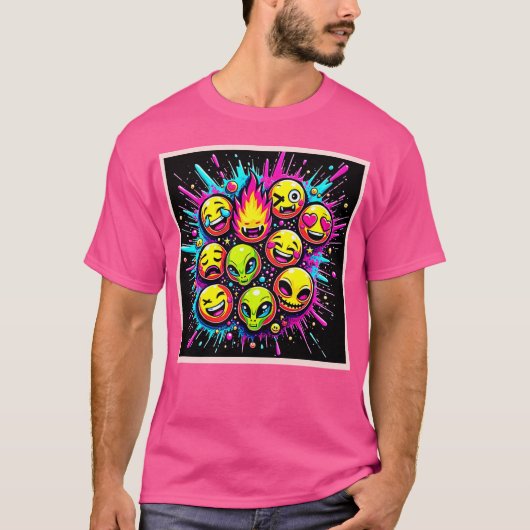 Neon Funky Emoji Mix T-shirt (Voorkant)