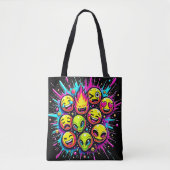 Neon Funky Emoji Mix Tote Bag (Voorkant)